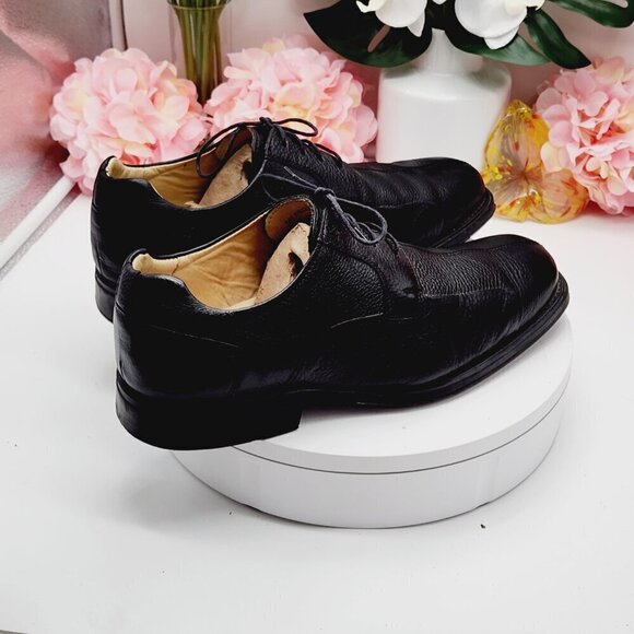 Studio Belvedere Baybridge Mens Black Pebble Soft Leather Oxford Lace Up Shoes main image 4